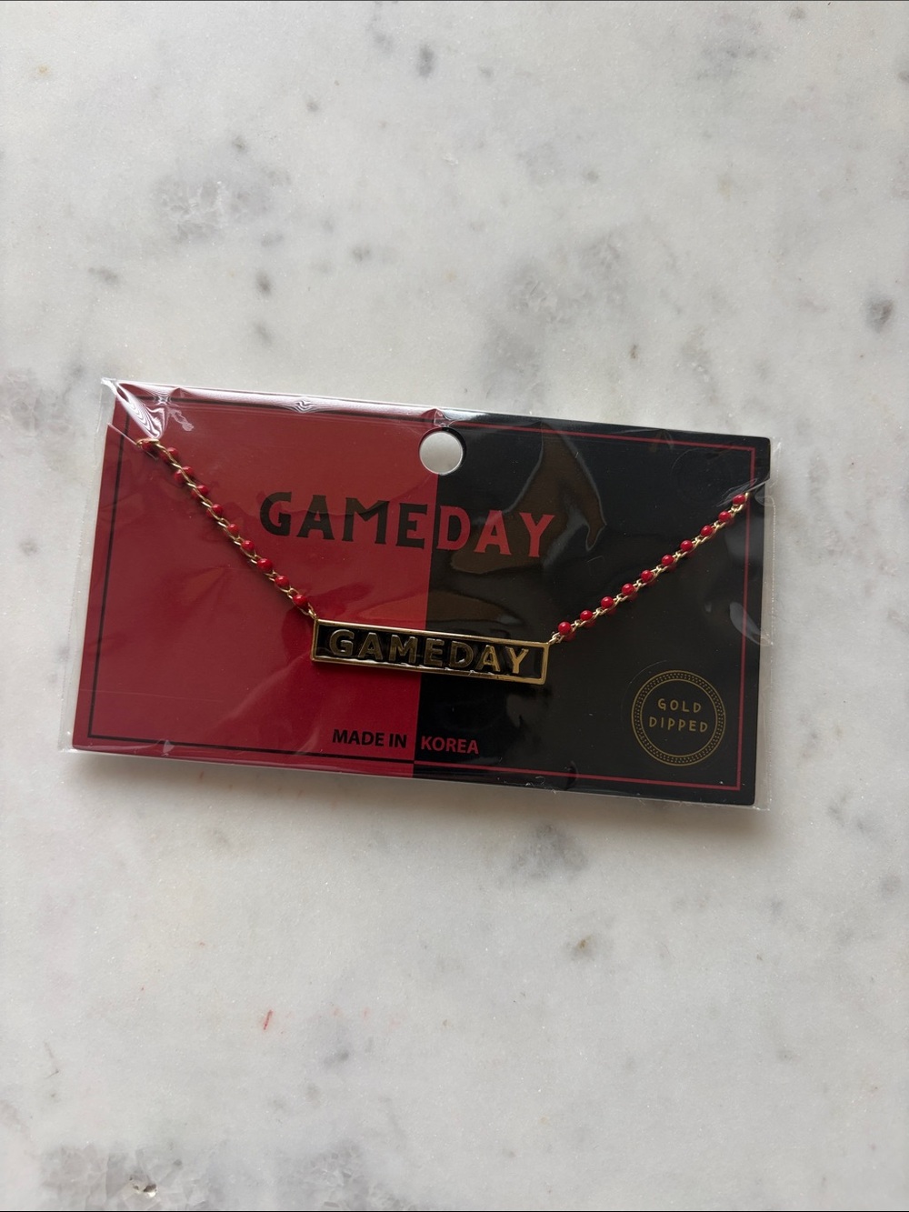 Gold-Dipped Burgundy and Black GAMEDAY Necklace